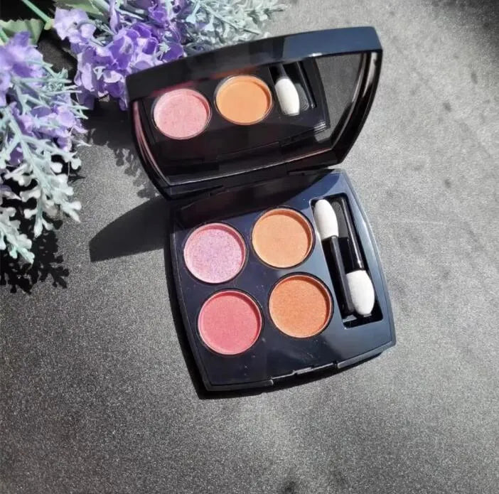 Close-up of eyeshadow palette showing pigmented colors and texture