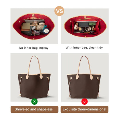 Felt bag organizer with multiple compartments for cosmetics