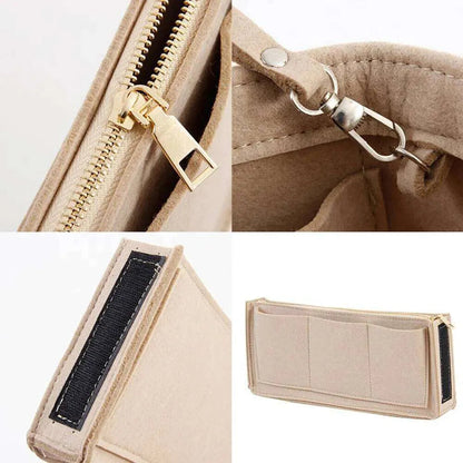 Felt cosmetic organizer insert shown in beige color