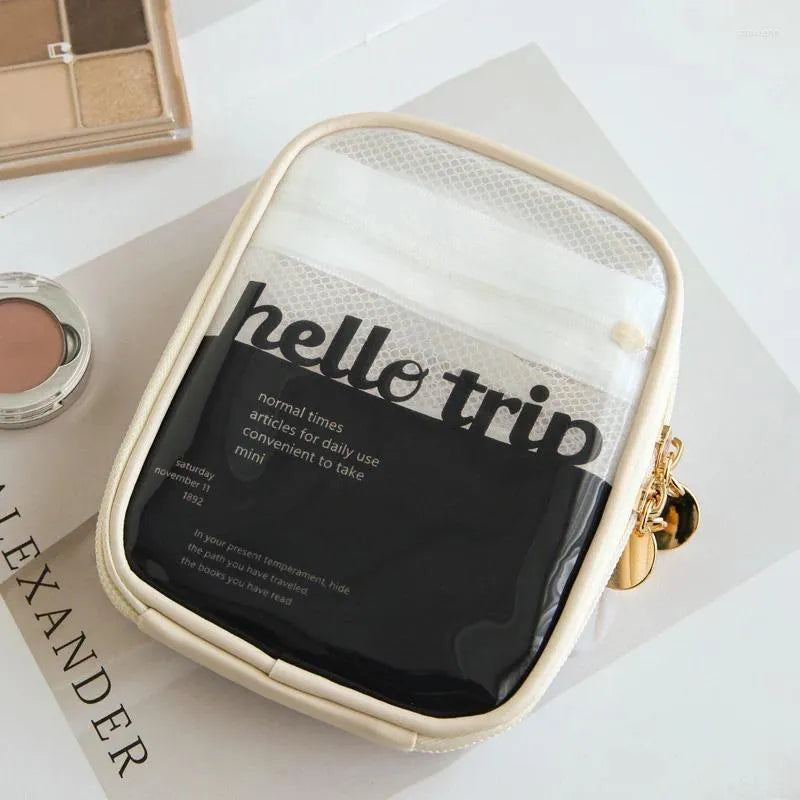 Compact toiletry storage bag in beige color variant