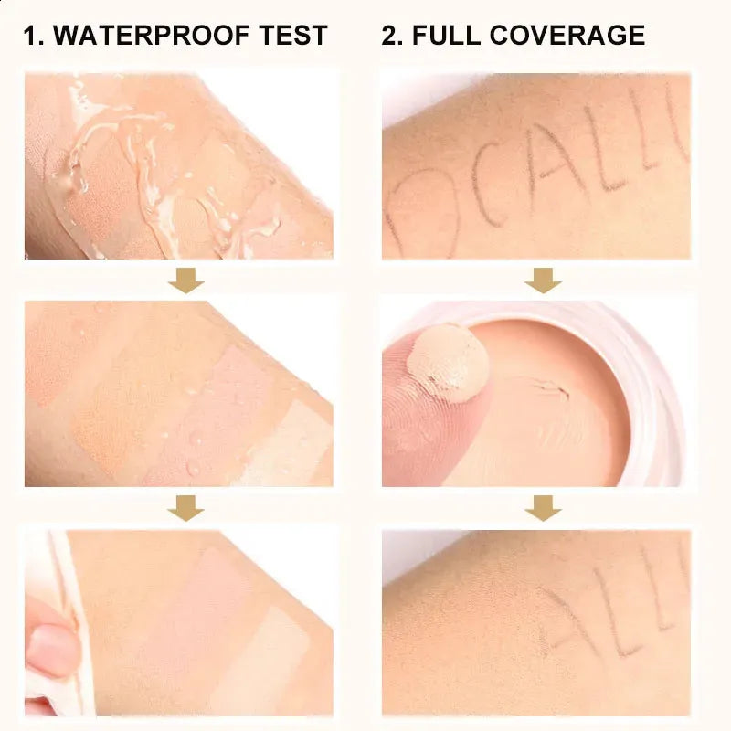 Liquid concealer bottle with applicator on a neutral background