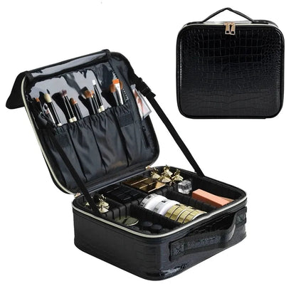 PU leather makeup bag with crocodile texture pattern