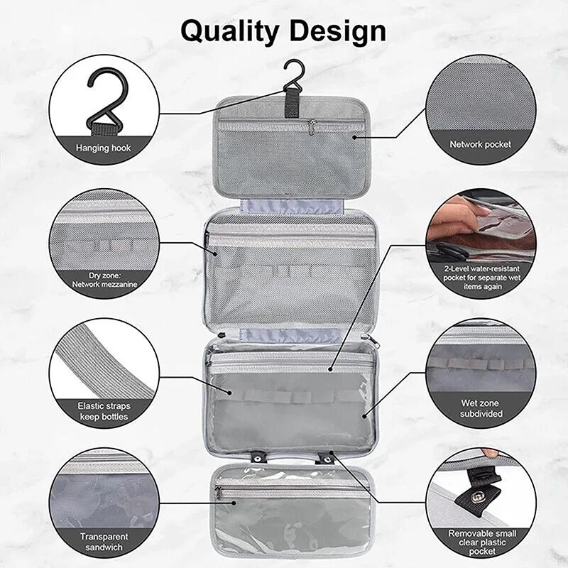Close-up view of hanging hook and waterproof material construction