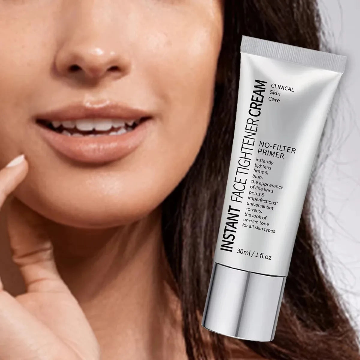 Close-up view showing the smooth texture of the skin tone corrector product