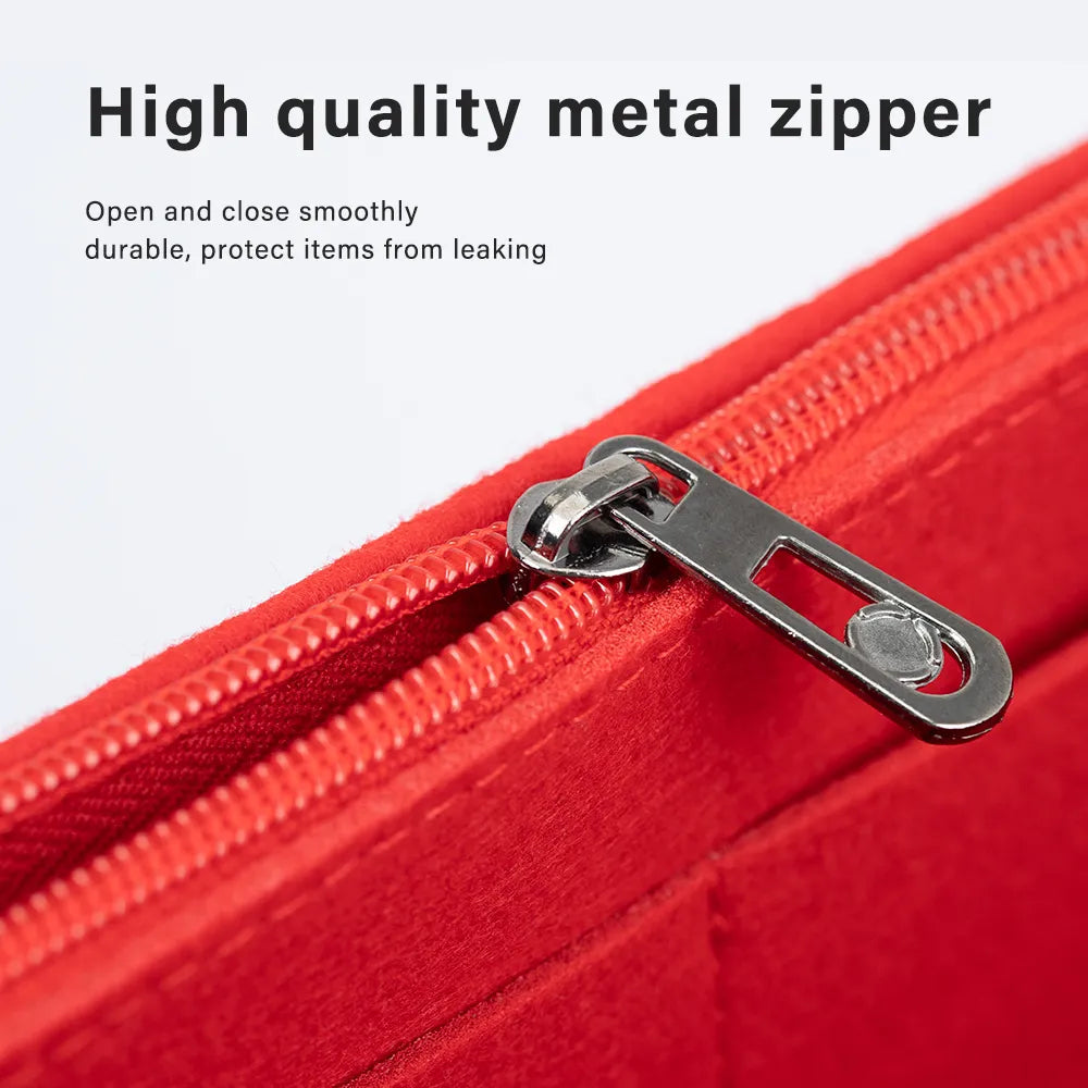 Bag organizer placed inside a tote bag demonstrating portability