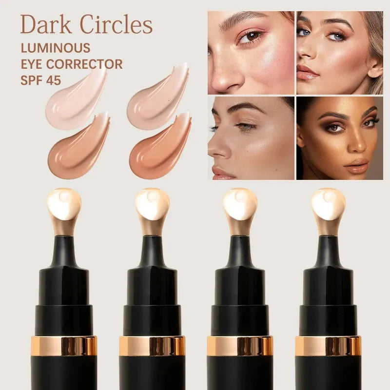 Four different shades of liquid concealer in individual containers