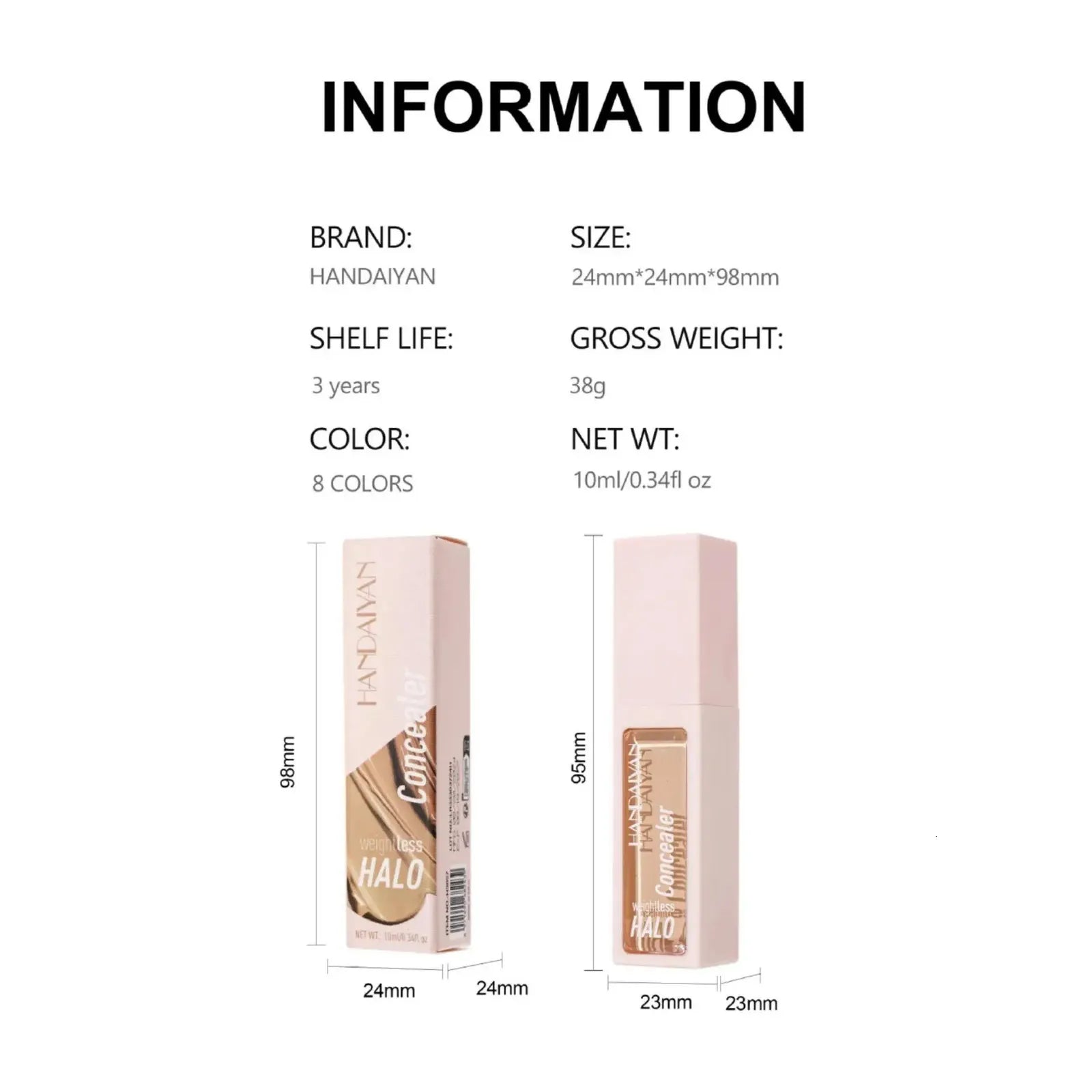 Swatches of concealer shades on skin showing color range