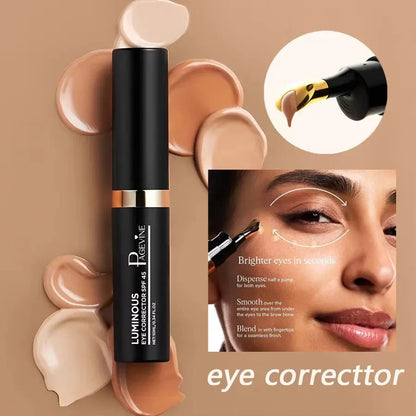 Close-up view of concealer being applied to under-eye area with fingertip