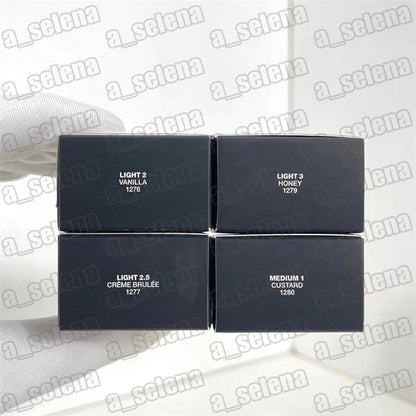 Open compact showing four different shades of matte finish makeup