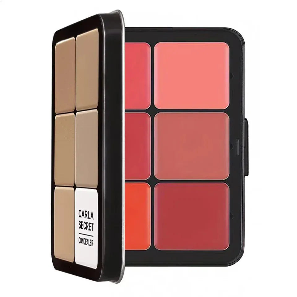 Makeup palette with compact design for facial contouring and application