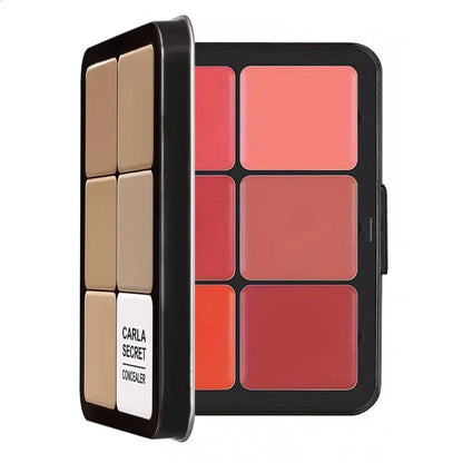 Makeup palette with compact design for facial contouring and application