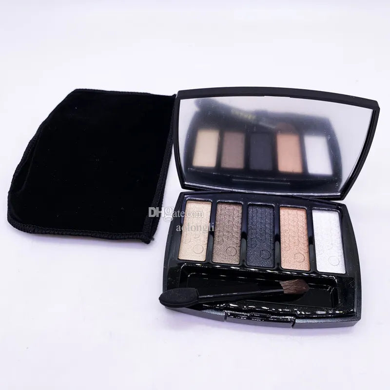 Five shimmer eyeshadow colors in a compact palette