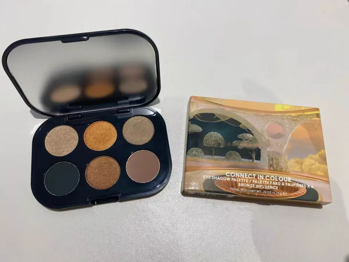 Professional eye shadow palette with embedded color lenses open view