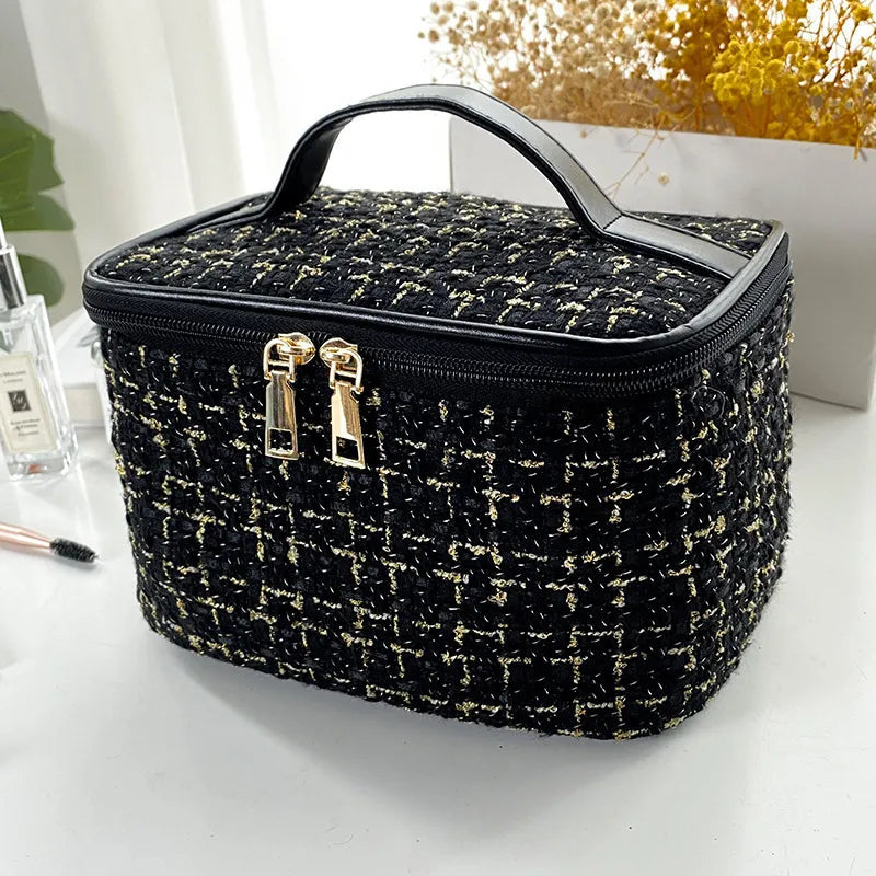 Cosmetic pouch in neutral color with aesthetic design