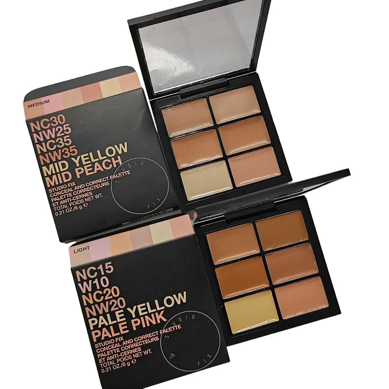 Close-up view of cream concealer texture pigmentation in palette