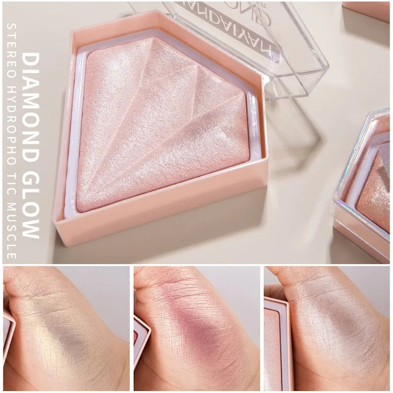 Swatch demonstration of five powder shades on skin tone