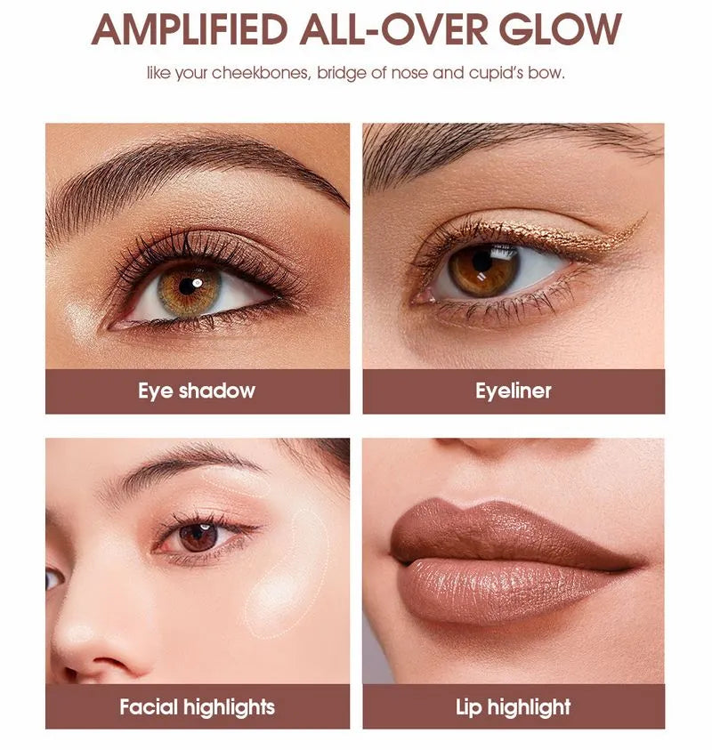 Flat lay arrangement of 12 eyeshadow pencils with varied colors on a neutral background