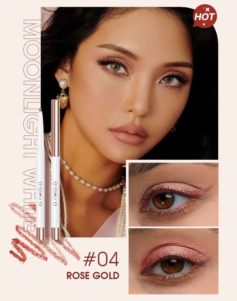 Close-up view of a 12-color eyeshadow pen and eyeliner pencil set showing vibrant shades