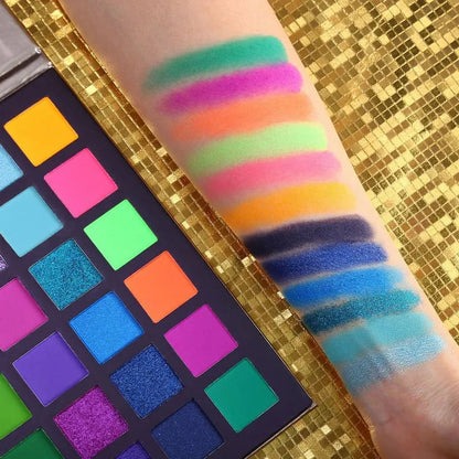Eyeshadow palette open with all 48 colors visible for selection