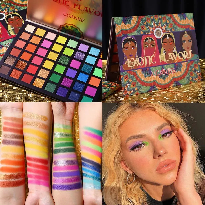 48-color eyeshadow palette showing glitter and matte finishes