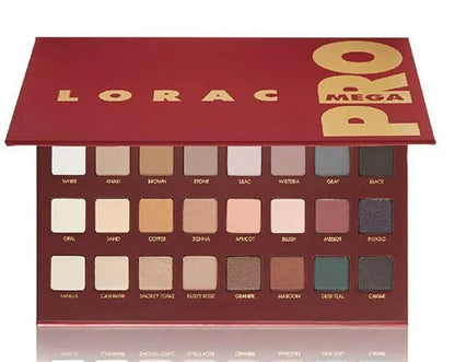 32-color eyeshadow palette showing neutral to bold shades in a compact case