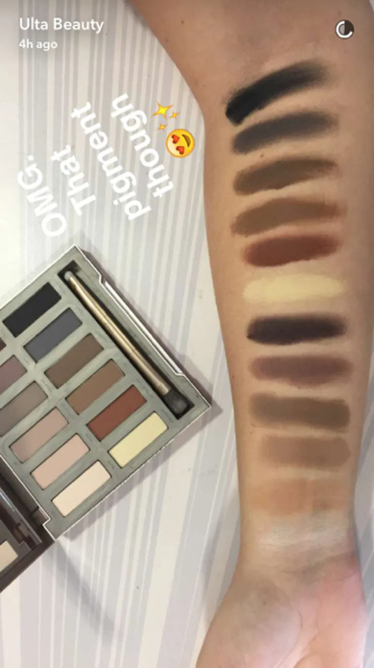 12-color matte eyeshadow palette showing neutral shade range