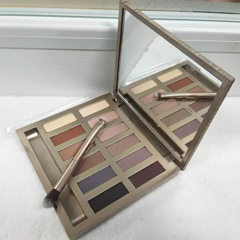 12-color matte eyeshadow palette showing neutral shade range