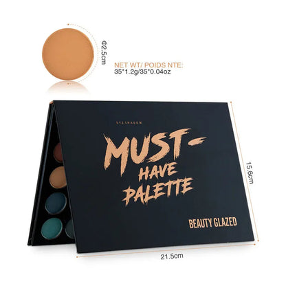 Close-up view of eyeshadow shades showing texture and color variety