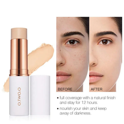Close-up of a concealer stick being applied to the face