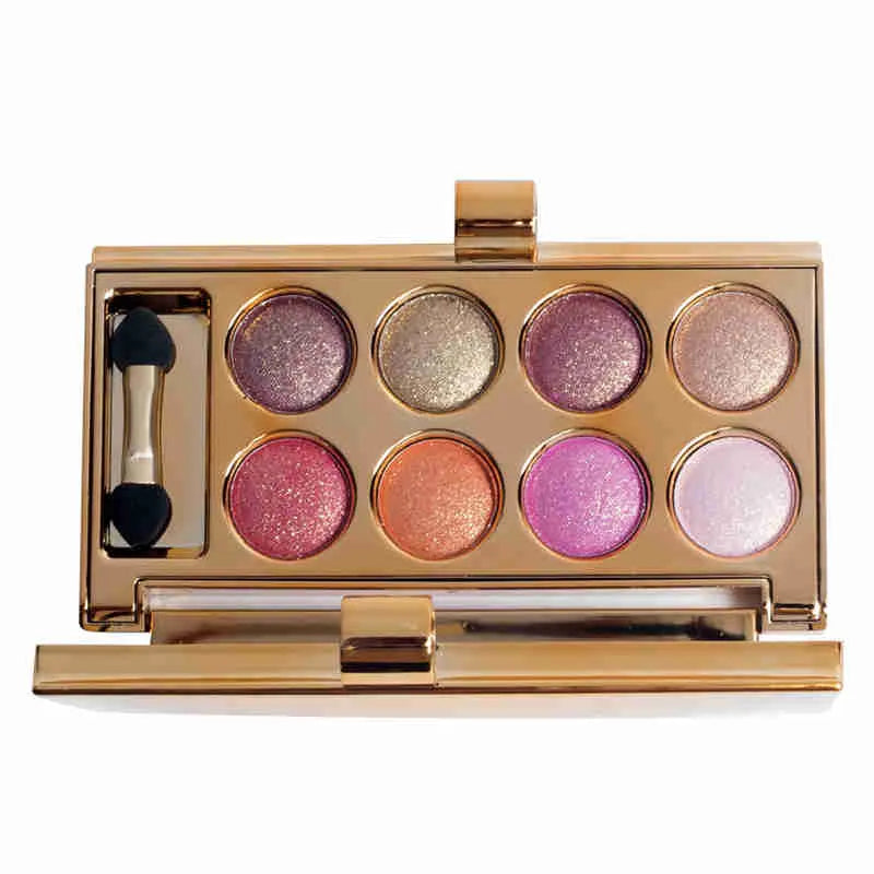 Packaged eyeshadow palettes displayed with color variant options