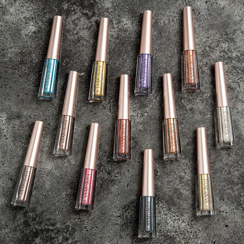 Close-up view of shimmer liquid eyeshadow applied to eyelid