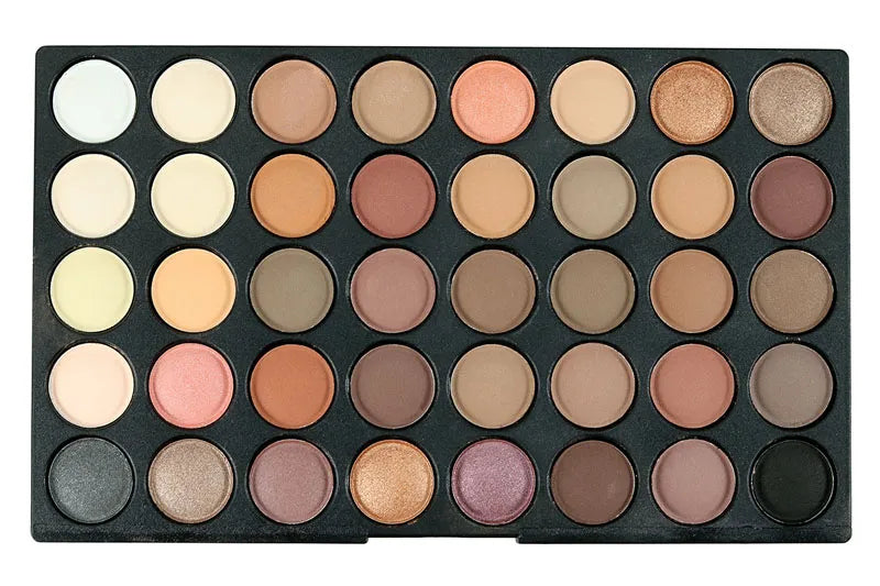 Open 120-color eyeshadow palette showing matte and shimmer shades