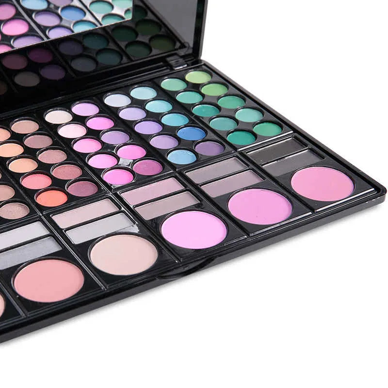 Makeup set showing blusher, contour powder, and lip gloss components