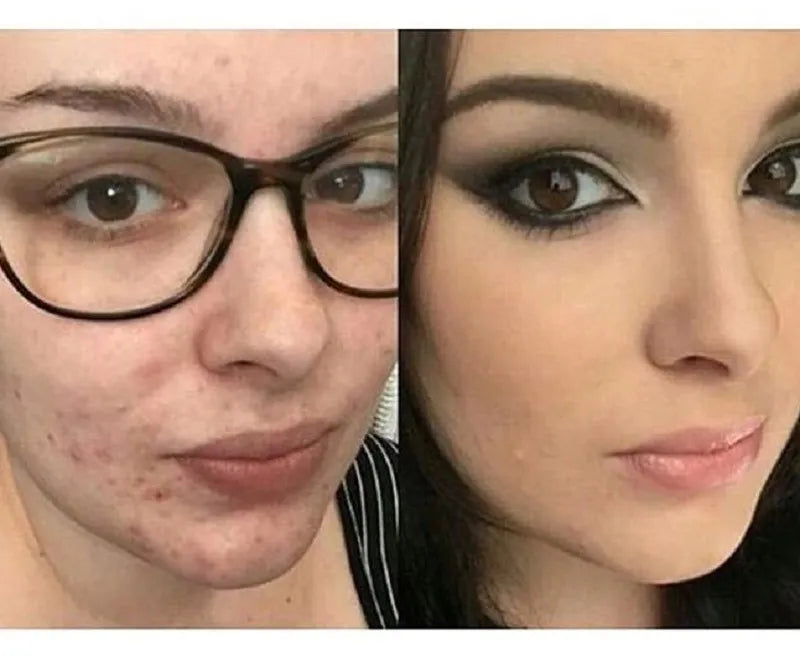 Swatch of foundation applied to skin, demonstrating coverage and blendability