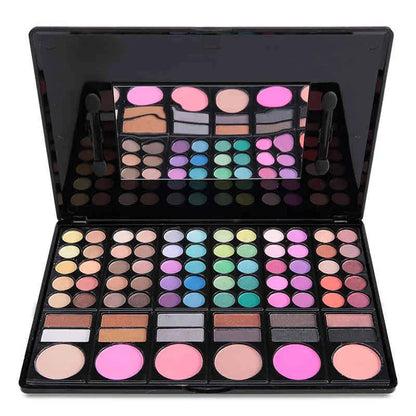 Makeup set showing blusher, contour powder, and lip gloss components