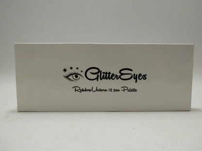 Open 12-color glitter eyeshadow palette showing shimmer shades