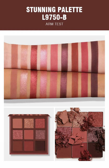 Close-up view of eyeshadow palette with matte finish and smooth texture