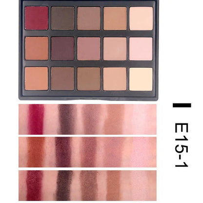 Front view of 54-color eyeshadow palette showing matte and shimmer shades