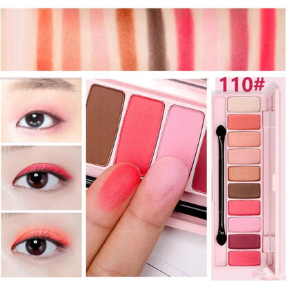 Peach matte eyeshadow palette open showing color range