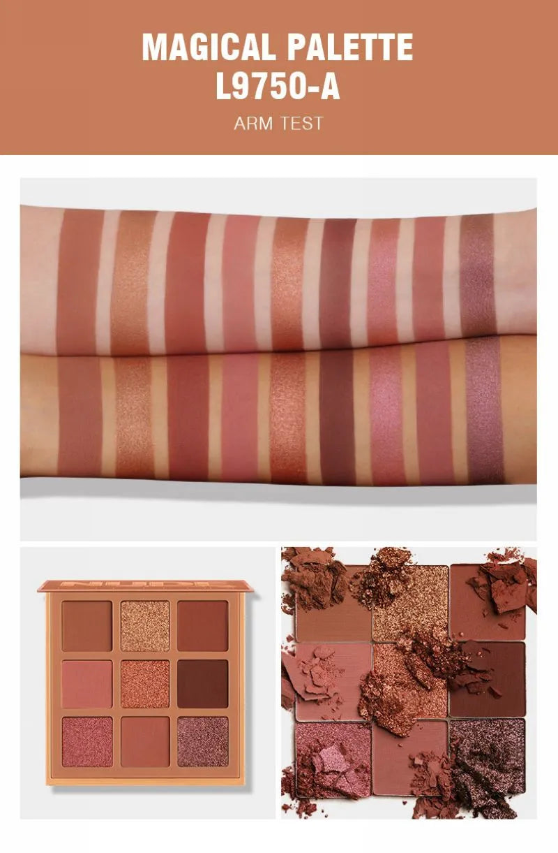 Close-up view of eyeshadow palette with matte finish and smooth texture