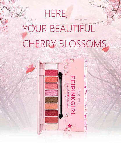 Peach matte eyeshadow palette open showing color range
