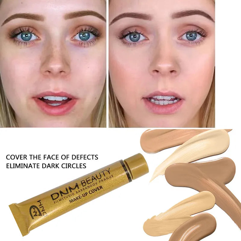 Cream concealer in a cosmetic container with applicator
