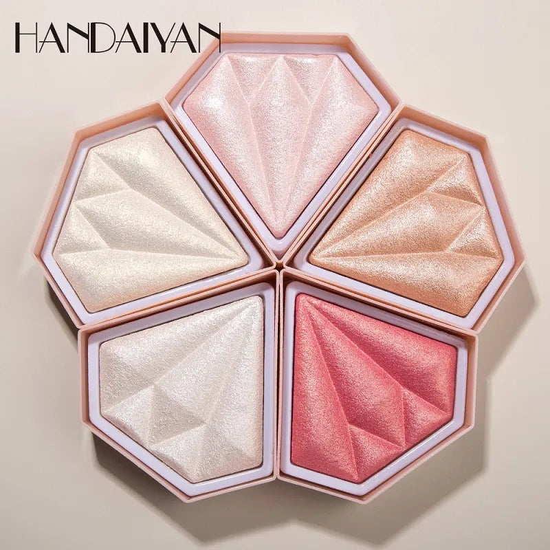 Open 5-color face contour powder palette showing five different shades
