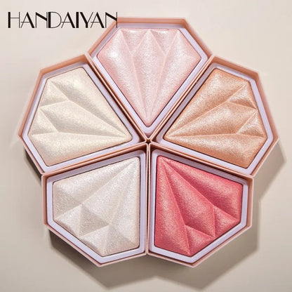 Open 5-color face contour powder palette showing five different shades