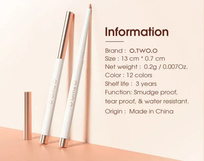 Hand holding an eyeshadow pen applying color to eyelid for demonstration