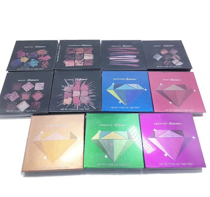 Open 9-color eyeshadow palette showing gemstone-inspired shades