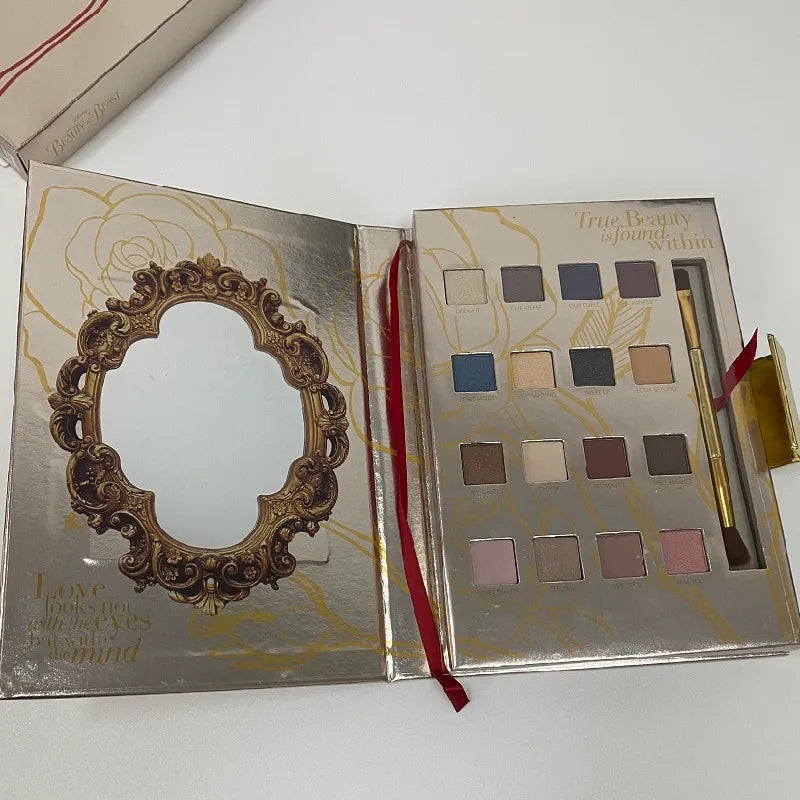 18-color eyeshadow palette with eyeliner pencil displayed open