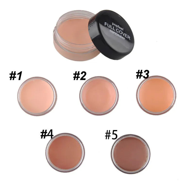 Concealer palette showing five different shades arranged in a compact